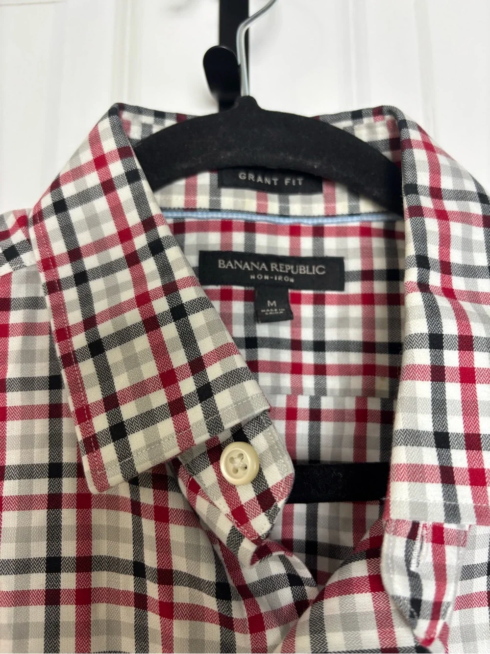 Banana Republic Non-Iron Grant Fit Plaid Button Down Shirt Men's M Cotton NWOT